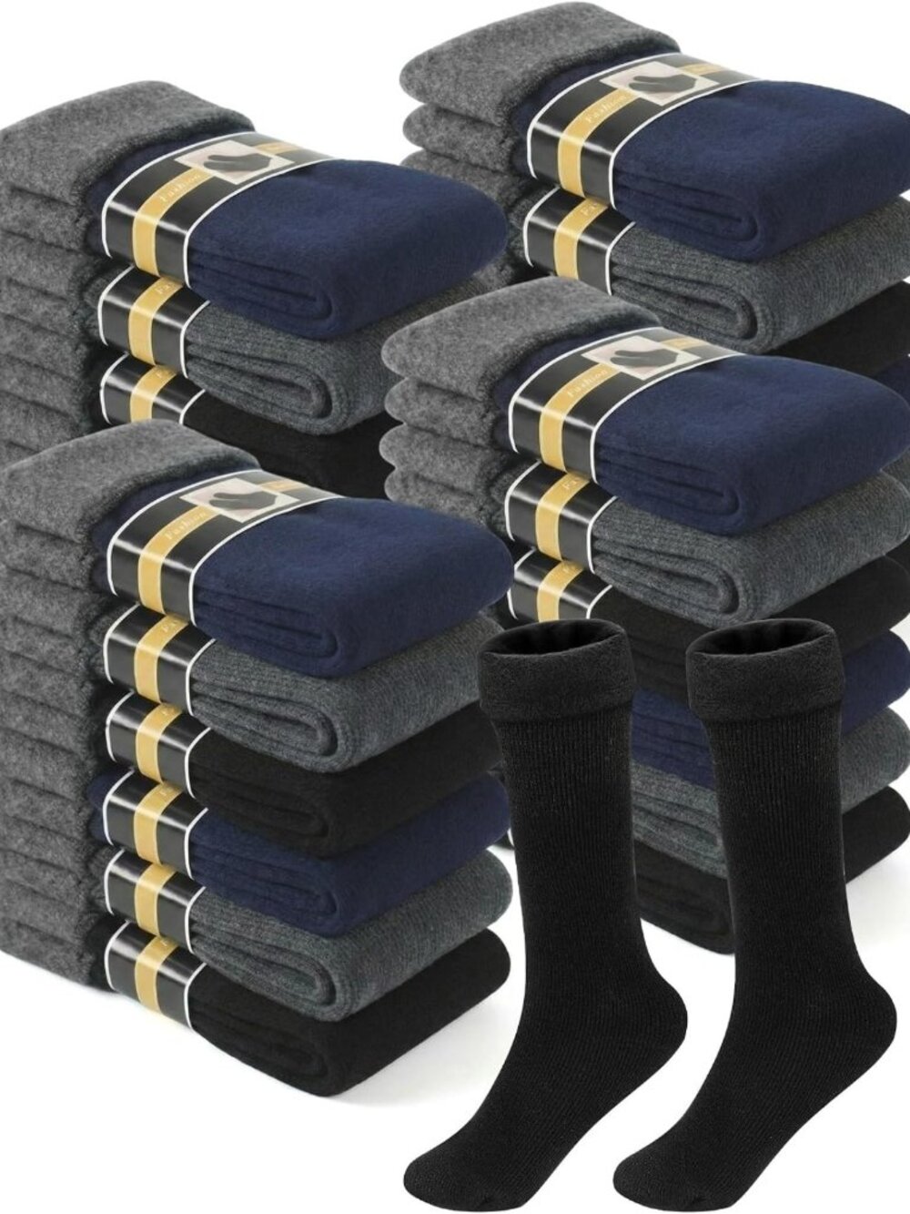 24 Pairs Thermal Winter Socks - Bulk Warm Cozy Essentials for Cold Weather